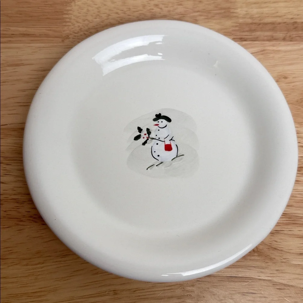 Williams Sonoma | Snowman (set of 6) Dessert Plates - Festive Red 2006